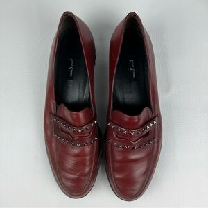 Paul Green Burgundy Studded Leather Loafers